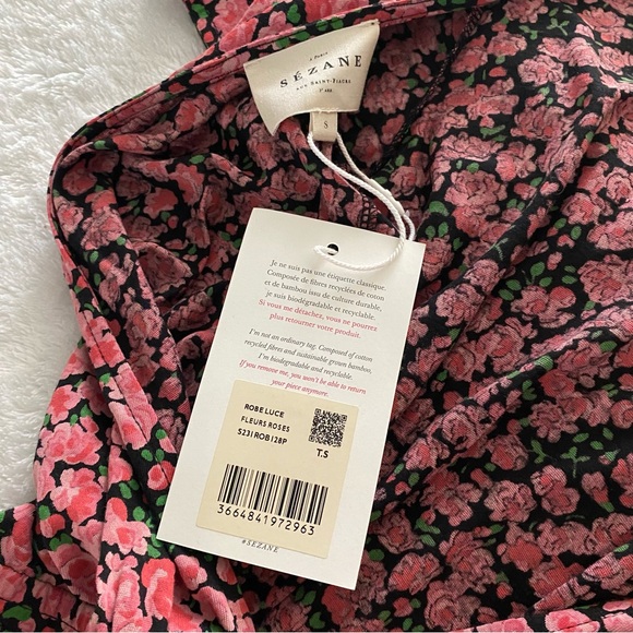 SÉZANE Luce Dress Solidarity Creation Pink Floral Organic Cotton NWT - Picture 7 of 9